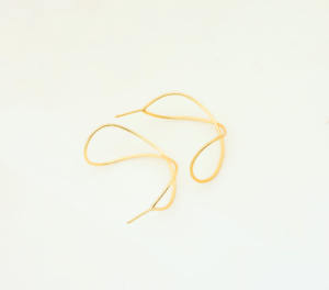 Pendientes de aro geométricos chapados en oro minimalistas con diseño abstracto elegante joyería de moda para mujer - Product Image 2