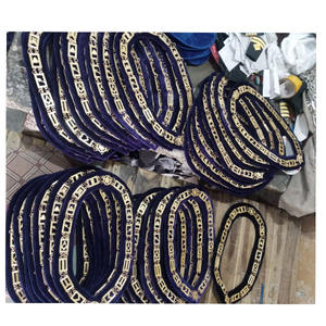 Chaîne de Régalia Maçonnique Colla à Double Rangée de Strass, Designs Brodés à la Main, Régalia de Grande Loge avec Bordure en Velours Violet et Pierres - Product Image 2