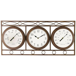 3 in 1 Metal Wall <strong>Clock</strong> with Thermometer Hygrometer <strong>Weatherproof</strong> Silent Analog Quartz for Indoor <strong>Outdoor</strong> Living Room - Product Image 1