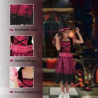 Costume de sorcière unisexe pour enfants en polyester rose foncé à manches bouffantes, vente en gros