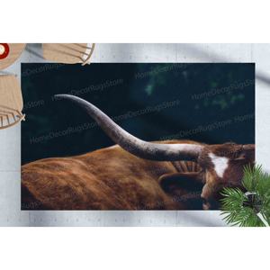 Alfombra Estampada: Diseño Animal, Decoración Rústica, Patrón de Vaca Salvaje, Alfombra Suave con Pelo Largo - Product Image 2