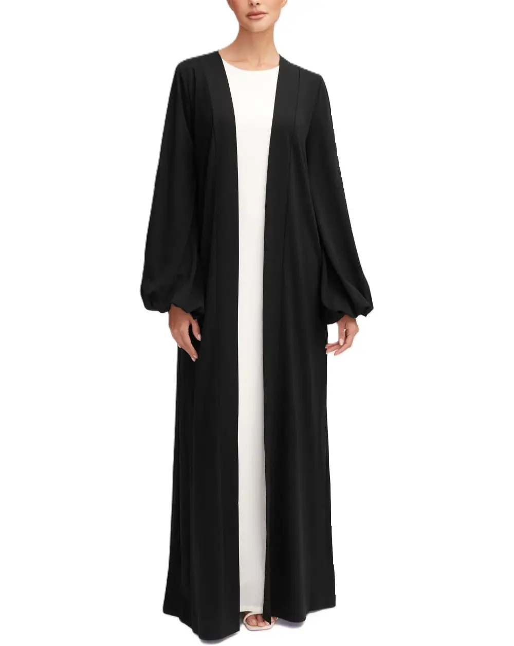 Yeni özel müslüman ramazan orta doğu açık ön robe ile iç 2024 sıcak satış düz renk artı boyutu moda müslüman uzun elbise