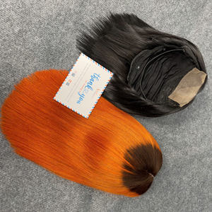 Pelucas Bob vietnamitas extensión de cabello humano hueso recto Ombre y cierre de encaje de color naranja 2x4 encaje transparente - Product Image 1