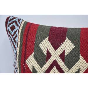 <b>Red</b> <b>Wool</b> Pillow 12x24 Inches Traditional Luxury Style Vintage Geometric Pattern Woven Eco-Friendly Non-Slip Removable Washable - Product Image 2