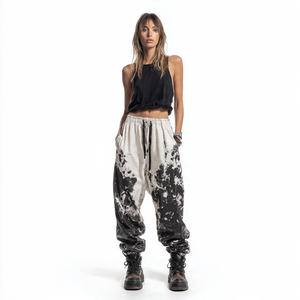 Pantalones de cuero de camuflaje para mujer, pantalones Cargo de cuero PU con botones en la cintura, pantalones de cuero de motorista de pierna ancha para mujer - Product Image 3