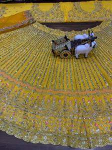 La mayoría de las ventas bordado Cancan lienzo Patta indio pakistaní mujeres Lehenga Choli tela de encaje con lentejuelas trabajo codificación - Product Image 6