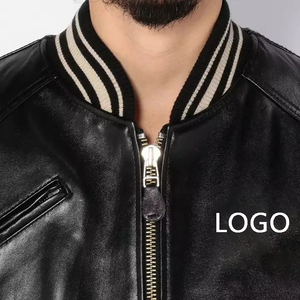 Chaqueta Bomber deportiva de calle alta para hombre con estilo, letras bordadas personalizadas, bolsillos inferiores informales con soldadura, cuero PU a prueba de viento - Product Image 6