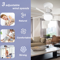 TCL 85-265V Moderne Ventilateur de Plafond LED avec Moteur DC, 5 Pales, Base E27 et Télécommande pour Maison et Bureau