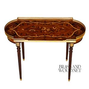 Juego de Mesas Nido Clásicas de Madera y Latón con Marquetería Artesanal para una Decoración Elegante y Lujosa del Hogar - Product Image 2