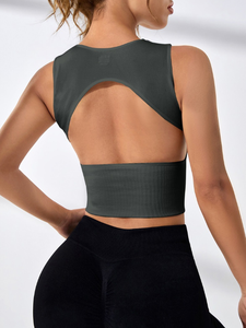 QUICK DRY Knitted <b>Vest</b> Moisture Wicking Breathable Seamless Women'S Yoga Sleeveless <b>Top</b> <b>Built</b> <b>in</b> Yoga <b>Tops</b> Fitness - Product Image 2
