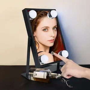 Sensor táctil inteligente pequeño espejo Hollywood ajustable Color claro Vanity Girl espejo de maquillaje