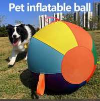Balle géante gonflable simple en polyester arc-en-ciel pour l'entraînement des chiens et les jeux en extérieur