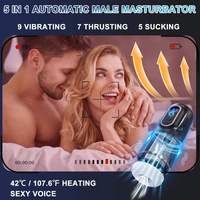 Automatische männliche Mastur bator Penis pumpe mit 9 vibrierenden 7 Schub 5 saugen, 3D realistisch strukturiert, Heizung, Voice Pocket Pussy