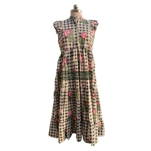 Robe d'été en coton imprimé bloc pour femmes asymétrique Style bohème tunique sans manches décontracté plage Resort Wear - Product Image 1