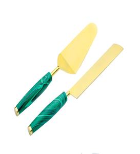 Juego de espátulas para pastel de metal con mango de resina, duradero, ecológico, hecho a mano, juego de 2 piezas - Product Image 3