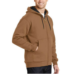 Venta al por mayor de alta calidad de los hombres de algodón pulóver sudaderas con cremallera completa cálida sudadera con forro térmico 3D estampado de peso pesado de lana - Product Image 3