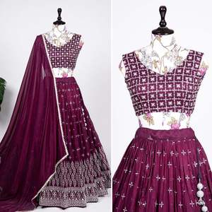 Vêtements de mariage Exclusif Dernières tendances Lehenga Choli en soie de neem avec dupatta avec broderie de sequins à prix de gros - Product Image 6