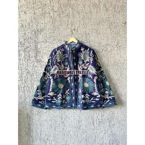 Most Trending Handmade Suzani Embroidery <b>Velvet</b> Winter Jacket Women Short Suzani Jacket Free Size Short <b>Quilted</b> Jacket - Product Image 1