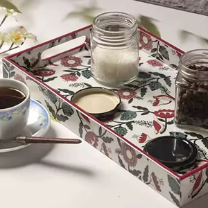 Tablero MDF con estampado de esmalte de tendencia, bandeja para servir, mango, forma rectangular, diseño moderno, respetuoso con el medio ambiente, Apto para lavavajillas, plato para uso en fiestas - Product Image 1