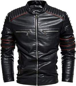 Nouvelle veste en cuir pour hommes en faux cuir avec col montant vêtements élégants - Product Image 2