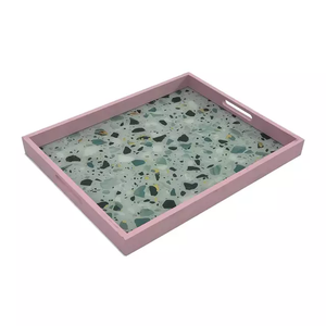 Plateau de service et de rangement rectangulaire en MDF, motif marbre émaillé fait main, pour la maison, décoratif, pour aliments, thé, café, vaisselle - Product Image 1