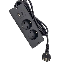 EU Schuko Möbel-Steckdosenleiste mit 2 AC-Steckdosen, USB A&C Anschlüssen und Stromkabel für Schreibtisch- und Schrankintegration – Großhandel