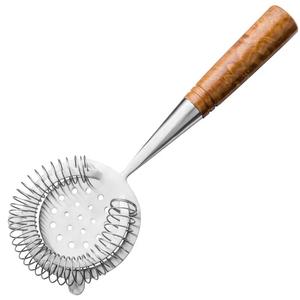 Passoire à cocktail Hawthorne en acier inoxydable de qualité supérieure avec poignée en bois, ressort serré, versement fluide, outil de bar professionnel - Product Image 1