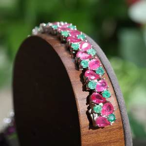 Pulsera de plata esterlina 925 con relleno de vidrio y piedra de fresa para ocasiones de aniversario - Product Image 2