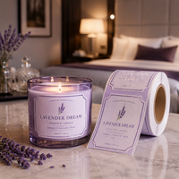 Étiquettes personnalisées de luxe résistantes à l'huile pour bougies, impression de logo, papier texturé, autocollant en feuille d'or pour pots de bougies