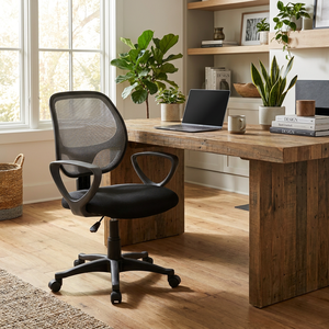 Atlanta Modern Executive Office <b>Chair</b> Grey/Black Mesh Ergonomic Staff Style Adjustable Headrest PA Aluminium Fabric PU Plastic - Product Image 4