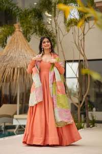 Bollywood Designer Luxury Anarkali Gown Dupatta Premium Elegant Ethnic Wear for <b>Women</b> for Weddings & Parties for Winter & Summer - Product Image 2