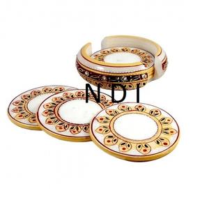 Lot de 4 supports de dessous de verre à thé de bonne qualité de forme ronde pour la maison, le bureau, le restaurant, la vaisselle, la restauration - Product Image 4