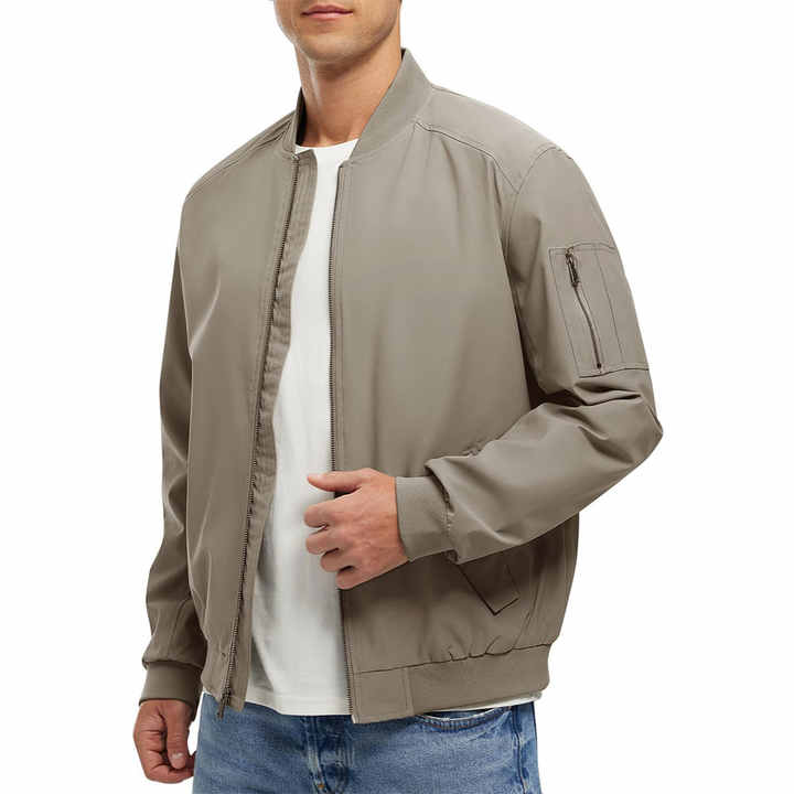 Best Quality Men's Long-Sleeved Bomber Jacket Thin Heated Side Pocket Embroidery Decoration Available for Wholesale Shipping Air