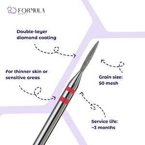 Diamond Sharp Flame 1.2 mm Red Grit Professional Premium High-Quality Large Cuticle <b>Nail</b> Drill Bit - Product Image 2