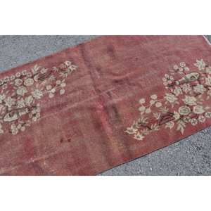 พรมขนสัตว์สีเบจสีชมพูคลาสสิก3.5x6.7ฟุตงานเย็บปะสไตล์ตุรกีทำด้วยมือสำหรับห้องนั่งเล่นห้องนอนสำหรับวัยรุ่น - Product Image 5