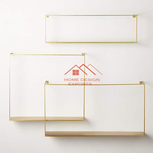 Étagère et rebord mural décoratifs en métal noir avec clips pour cartes photo pour la décoration intérieure 2025 Étagères murales flottantes à vendre - Product Image 1