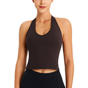 Camiseta sin mangas deportiva con cuello Halter para mujer, camiseta Sexy para entrenamiento, Yoga, gimnasio, Fitness, Chaleco Corto, ropa deportiva sin mangas, ropa de verano - Product Image 4