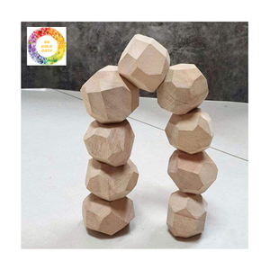 Ensemble de blocs de roche d'équilibre en bois Montessori de style Waldorf, pierres empilables écologiques faites à la main pour enfants, jouet en bois naturel à extrémité ouverte - Product Image 2