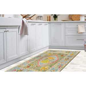 Tapis turc imprimé à motif tribal ethnique vert, tapis doux non tissé - Product Image 3