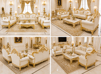Juego de Sofás de Salón de Estilo Rococó, 5 Plazas, Madera de Teca, Estilo Europeo, de Alta Gama, Ajustables, Impresionantes, Exportaciones DST