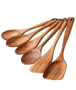 Ensemble cuillère et fourchette en bois classique, écologique et de qualité alimentaire, pour la cuisine à domicile, les fêtes, les mariages, les restaurants, par Saniya Handicraft - Product Image 1