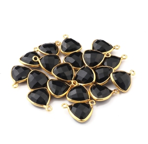 Connecteur de Charme Unisexe en Argent Sterling 925 Plaqué Or, Sertissage à Double Bélière, Pierre Gemme Lisse Larimar Vintage de Qualité Exceptionnelle 5mm - Product Image 3