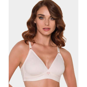 Soutien-gorge sans armatures en coton une pièce pour femme, doux, réglable, sans rembourrage, fermeture à crochets, avec logo sur la coupelle, pour usage quotidien - Product Image 2