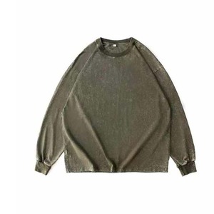 Sudaderas de hombre Heavyweight 370GSM Acid Wash, jersey de cuello redondo, sudaderas con logotipo personalizado French Terry en blanco liso - Product Image 2