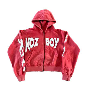 Best Quality Heavy Weight 450GSM Acid Washed Print Fleece Vintage Winter <b>Thermal</b> Streetwear Hoodie <b>Men</b> Custom <b>Top</b> Zip XS Hooded - Product Image 1