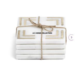 ที่รองแก้วทองเหลืองงานประดิษฐ์ตกแต่งด้วยมือหินอ่อนสีขาวดีไซน์เนอร์ทรงสี่เหลี่ยม - Product Image 1