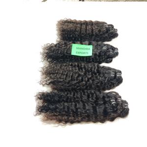 Vente en gros d'extensions de cheveux humains indiens bouclés non transformés de meilleure qualité 100% paquets vierges bruts de couleur noire - Product Image 2