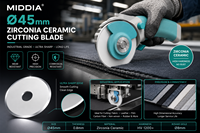 Lame rotative industrielle MIDDIA personnalisée en céramique de zircone de 45 mm pour la découpe de cuir et de tissu