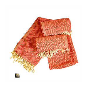 Geometric Design Turkish Cotton Fouta Peshtemal <b>Towel</b> <b>Lightweight</b> Flat Weave Quick Dry Absorbent Feature for <b>Beach</b> Bath Spa - Product Image 2