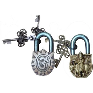 Krishan Golden Brass <b>Padlock</b> with Keys Functional Working Zinc Alloy Made Lock - Product Image 2